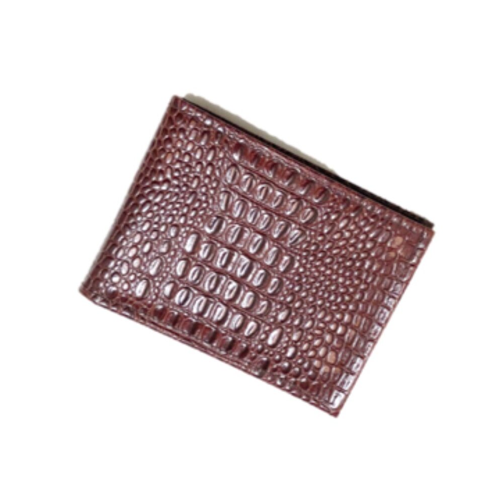 CLEARANCE NWTGenuine Leather Bifold Crocodile Pattern Wallet, Dark Brown 242582